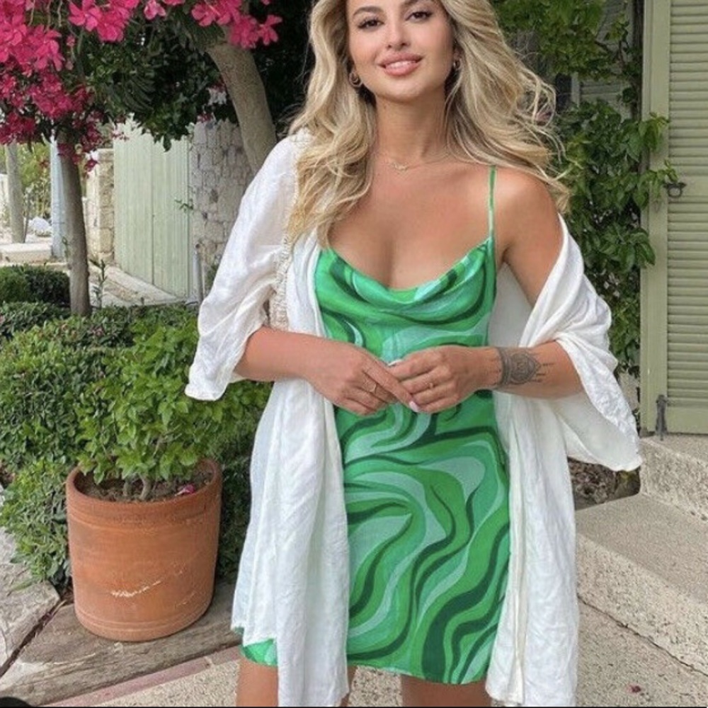 Zara Green Swirl Mini Dress